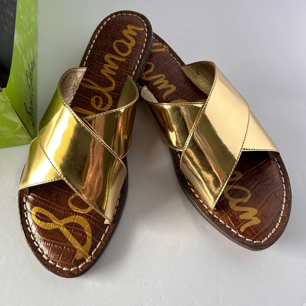 Sam Edelman gold slide sandals. Size 7.5 women’s